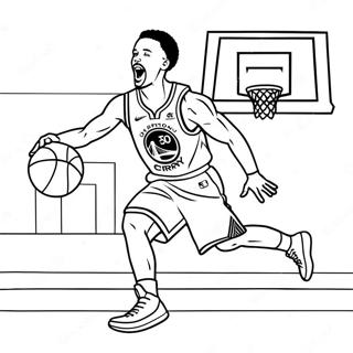 Steph Curry Heittämässä Kolmonen Värittämissivu | Steph Curry värityssivu