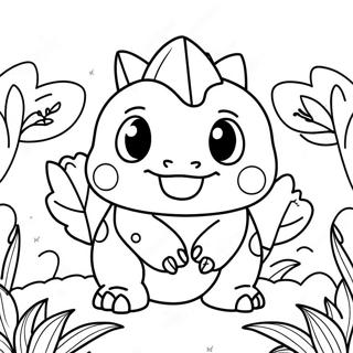 Söpö Ivysaur puutarhassa värityssivu | Ivysaur värityssivu