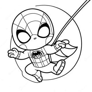 Chibi Spider-Man heilumassa värityssivu | Chibi Marvel värityssivu