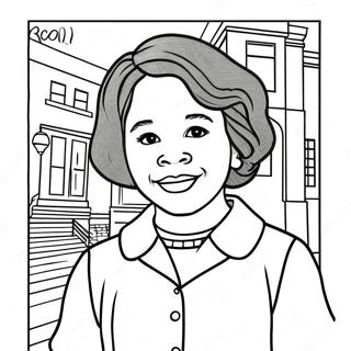 Ruby Bridgesin historiallinen hetki värityssivu | Ruby Bridges värityssivu