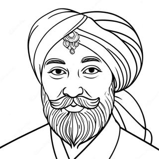 Värikäs Sikh-turbaani värityssivu | Sikh värityssivu