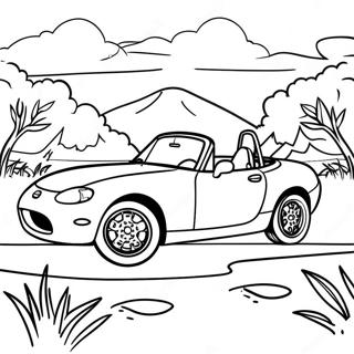Mazda Miata maisemassa värityssivu | Miata värityssivu