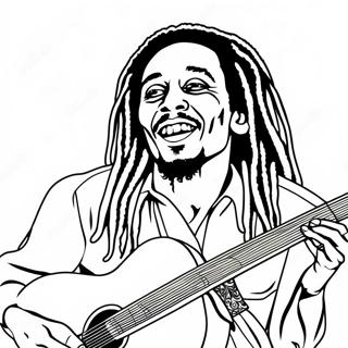 Bob Marley kitaran kanssa -värityssivu | Bob Marley värityssivu