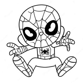Chibi Spiderman Värittämissivu | Chibi Spiderman värityssivu
