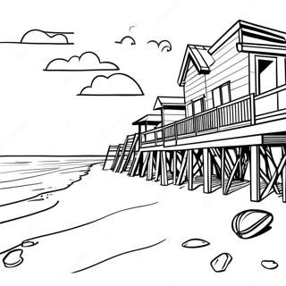 Outer Banksin ranta kohtaus värityssivu | Outer Banks värityssivu