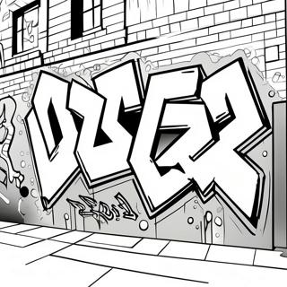 Kaupungin graffitit värityskuva | Ghetto värityssivu