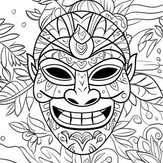 Tropiikkinen Tiki-maski värityssivu | Tiki värityssivu