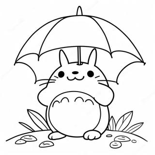 Söpö Totoro Sadetakkia Pitämässä Värittämissivu | Totoro värityssivu