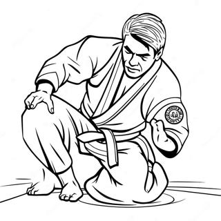 Jiu Jitsu taistelija toiminnassa värityssivu | Jiu Jitsu värityssivu