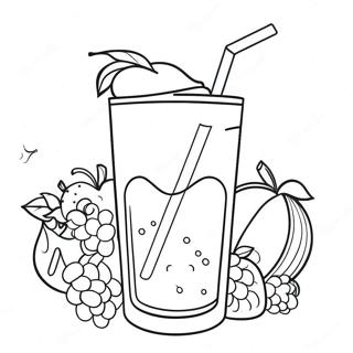 Värikäs hedelmä smoothie värityskuva | Smoothie värityssivu