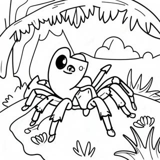 Värikäs tarantula viidakossa värityssivu | Tarantula värityssivu