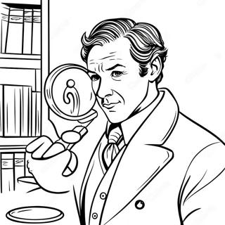 Sherlock Holmes suurennuslasin kanssa värityssivu | Sherlock Holmes värityssivu