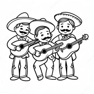 Värikäs Mariachi-yhtye Soittamassa Soittimia - Värittämissivu | Mariachi värityssivu