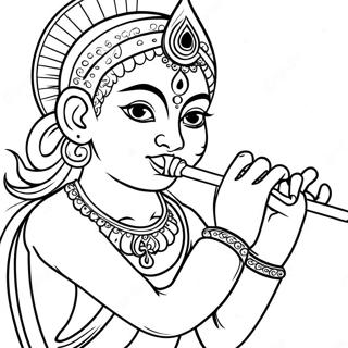 Krishna soittamassa huilua värityssivu | Krishna värityssivu