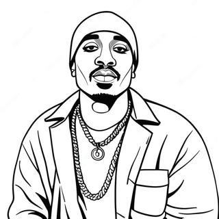 Tupac tyylikkäässä asussa värityssivu | Tupac värityssivu