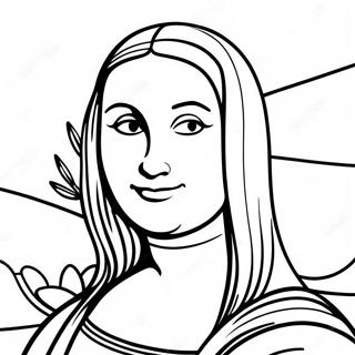 Mona Lisa hymyilevä värityssivu | Mona Lisa värityssivu