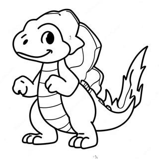 Charmeleon, joka hengittää tulta, värityskuva | Charmeleon värityssivu