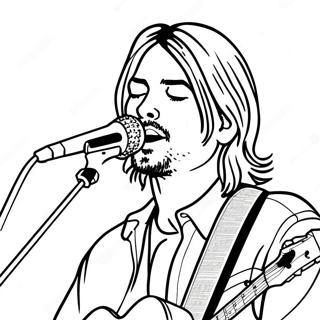 Kurt Cobain laulaa värityskuva | Nirvana värityssivu