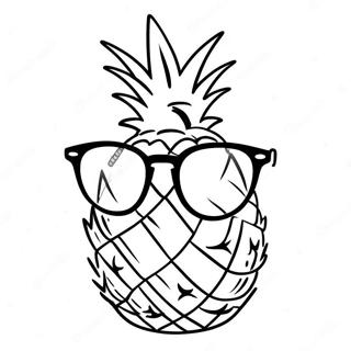 Söpö ananas aurinkolaseilla värityssivu | Ananas värityssivu
