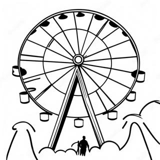 Värikäs Ferris-ratas messuilla värityssivu | Ferris Wheel värityssivu