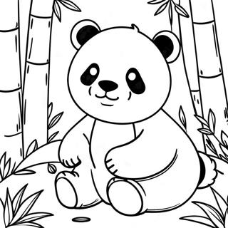 Söpö panda bambujen keskellä värityssivu | Bambu värityssivu