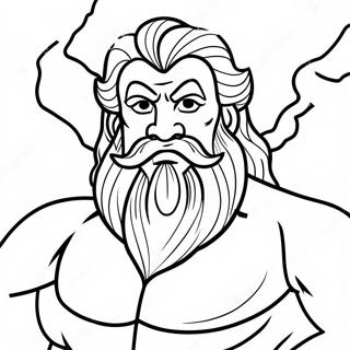 Vahva Zeus salama kädessään värityssivu | Zeus värityssivu