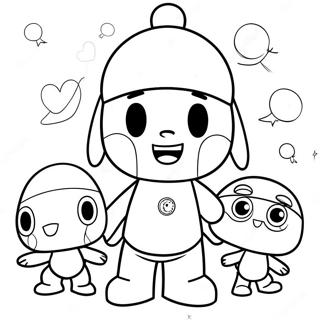 Pocoyo ja ystävät seikkailu värityssivu | Pocoyo värityssivu