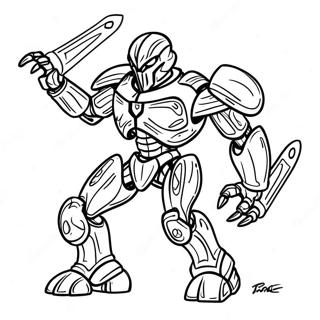 Bionicle-sankari toiminnassa -värityssivu | Bionicle värityssivu
