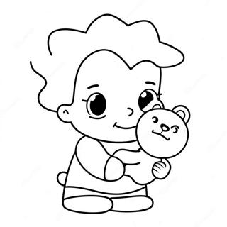 Söpö Maggie Simpson nallen kanssa värityssivu | Maggie Simpson värityssivu