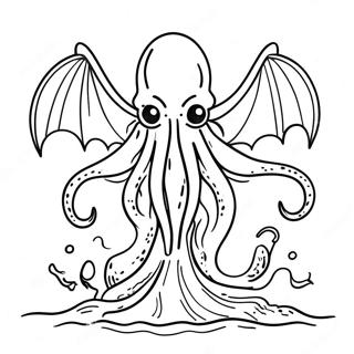 Cthulhu nousemassa merestä värityssivu | Cthulhu värityssivu