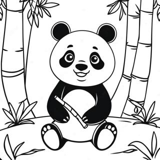 Söpö panda bambumetsässä värityssivu | Kiina värityssivu