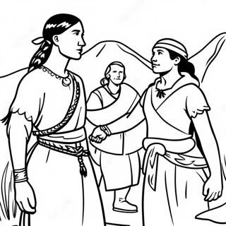 Rohkea Sacagawea ohjaamassa Lewisia ja Clarkia värityssivu | Sacagawea värityssivu