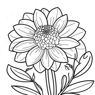 Dahlia-kukka -värityssivu | Dahlia värityssivu