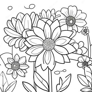 Kaunis dahlia-puutarha -värityssivu | Dahlia värityssivu