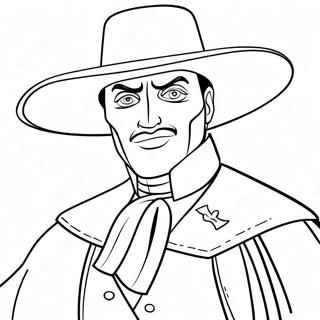 Zorro ikonisen naamionsa kanssa värityssivu | Zorro värityssivu