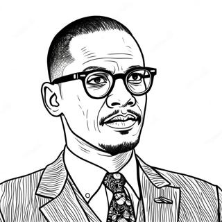 Malcolm X -muotokuvan värityssivu | Malcolm X värityssivu