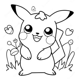Söpö tyttö Pikachu - Väritettävä sivu | Tyttö Pikachu värityssivu