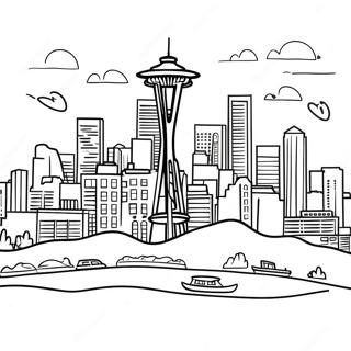 Seattlen Kaupunkikuva Värittämissivu | Seattle värityssivu