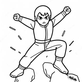 Rock Lee dynaamisessa toimintaposeerauksessa värityssivu | Rock Lee värityssivu