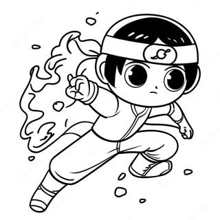 Rock Lee ninjapannan kanssa värityssivu | Rock Lee värityssivu