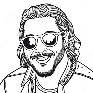 Post Malone aurinkolasit päässä värittämissivu | Post Malone värityssivu