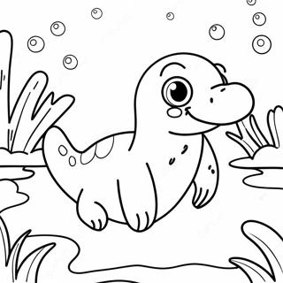 Söpö Platypus Uimassa Värittämissivu | Platypus värityssivu