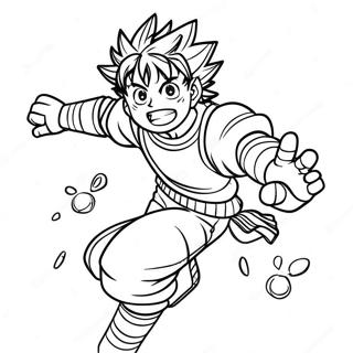 Izuku Midoriya toiminnassa värityssivu | MHA värityssivu