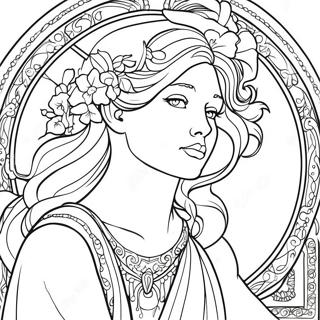 Alphonse Mucha Painatussivu | Alphonse Mucha värityssivu