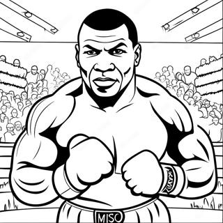 Mike Tyson Kehässä Väritettävä Sivupohja | Mike Tyson värityssivu