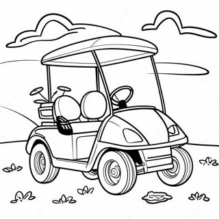 Hauska golfkärry kentällä värityssivu | Golf-kärry värityssivu