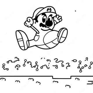 8 Bit Mario Hyppäämällä Goomban Yli Värittämissivu | 8 Bit Mario värityssivu