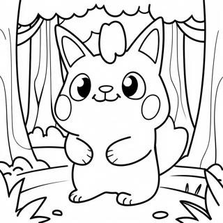 Söpö fakemon metsässä värityssivu | Fakemon värityssivu
