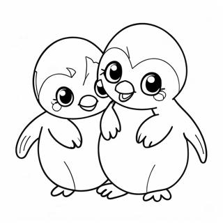 Söpöt pingviinipoikaset värityssivu | Pingviiniperhe värityssivu