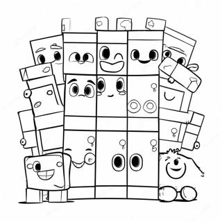 Värikkäät Numberblocks 100 Ystävää Värittämissivu | Numerot 100 värityssivu
